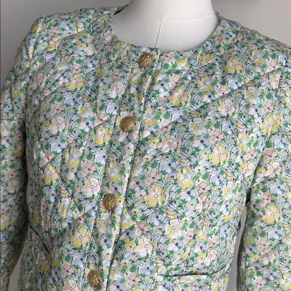 J Crew Limited Edition Quilted Preppy Floral Cottagecore Collarless Crop Jacket - Picture 2 of 9